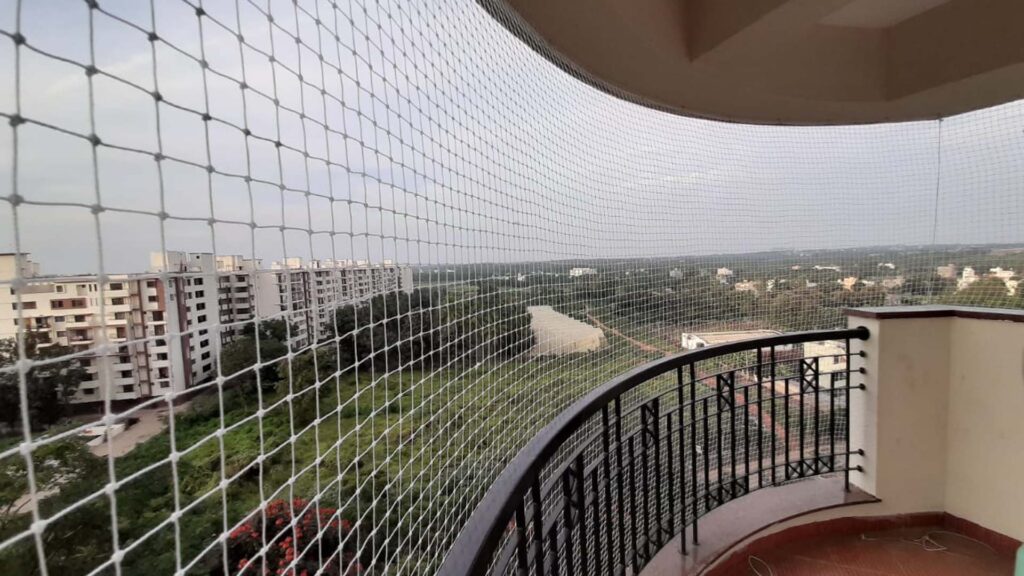 Pigeon safety nets for terrace in Chennai, birdnetting installation in Velachery by GSA Enterprises