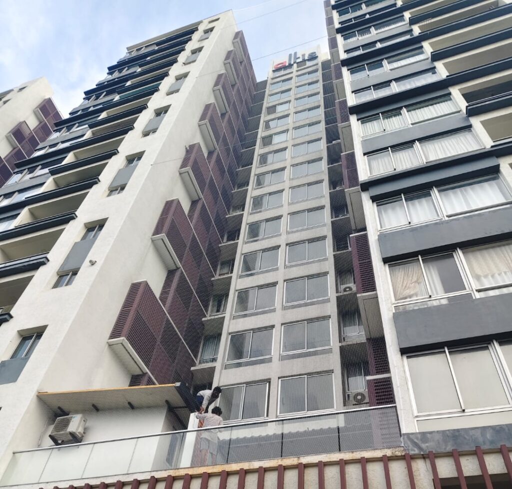 Invisible Grill for High-Rise Apartment Balconies in Madurai by GSA Enterprises