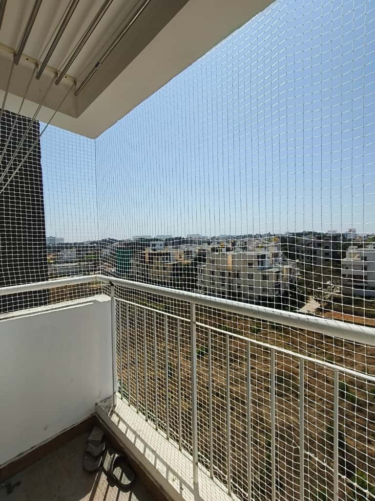 Our experienced installation team ensures secure fitting and a neat finish for every balcony safety nets installation in the Madurai project.