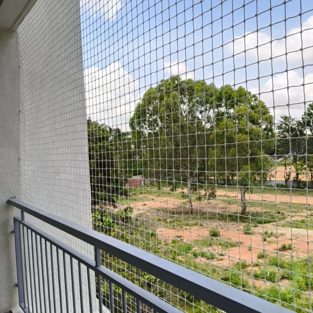Expertly installed pigeon safety nets in Chennai designed to keep apartment balconies clean, safe, and free from bird disturbances by GSA Enterprises Team