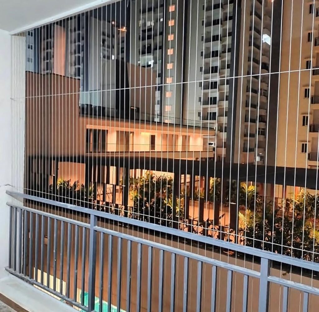 Stainless Steel Invisible Grill Installation for Apartment Balcony in Coimbatore by GSA Enterprises
